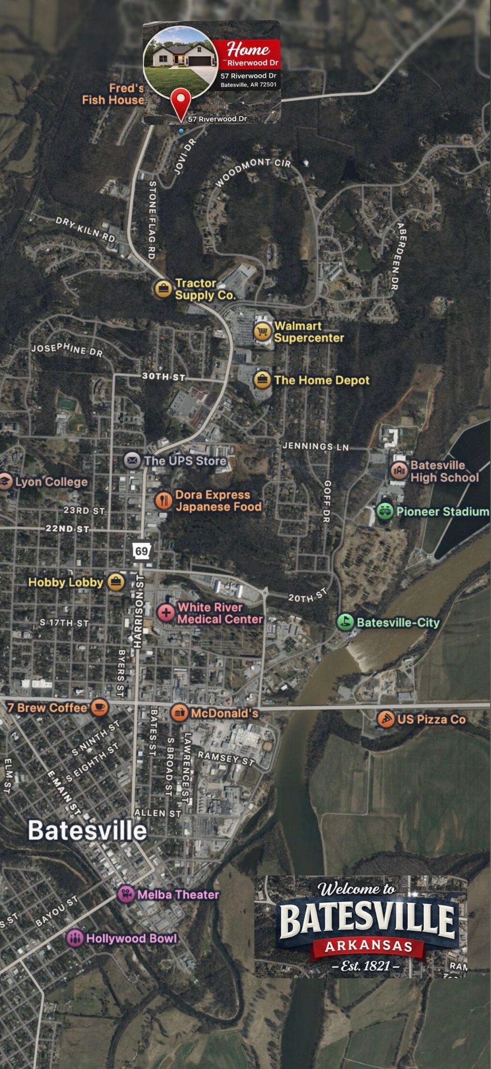 Map of Batesville, Arkansas